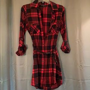 Derek Heart Red/Black Flannel Dress